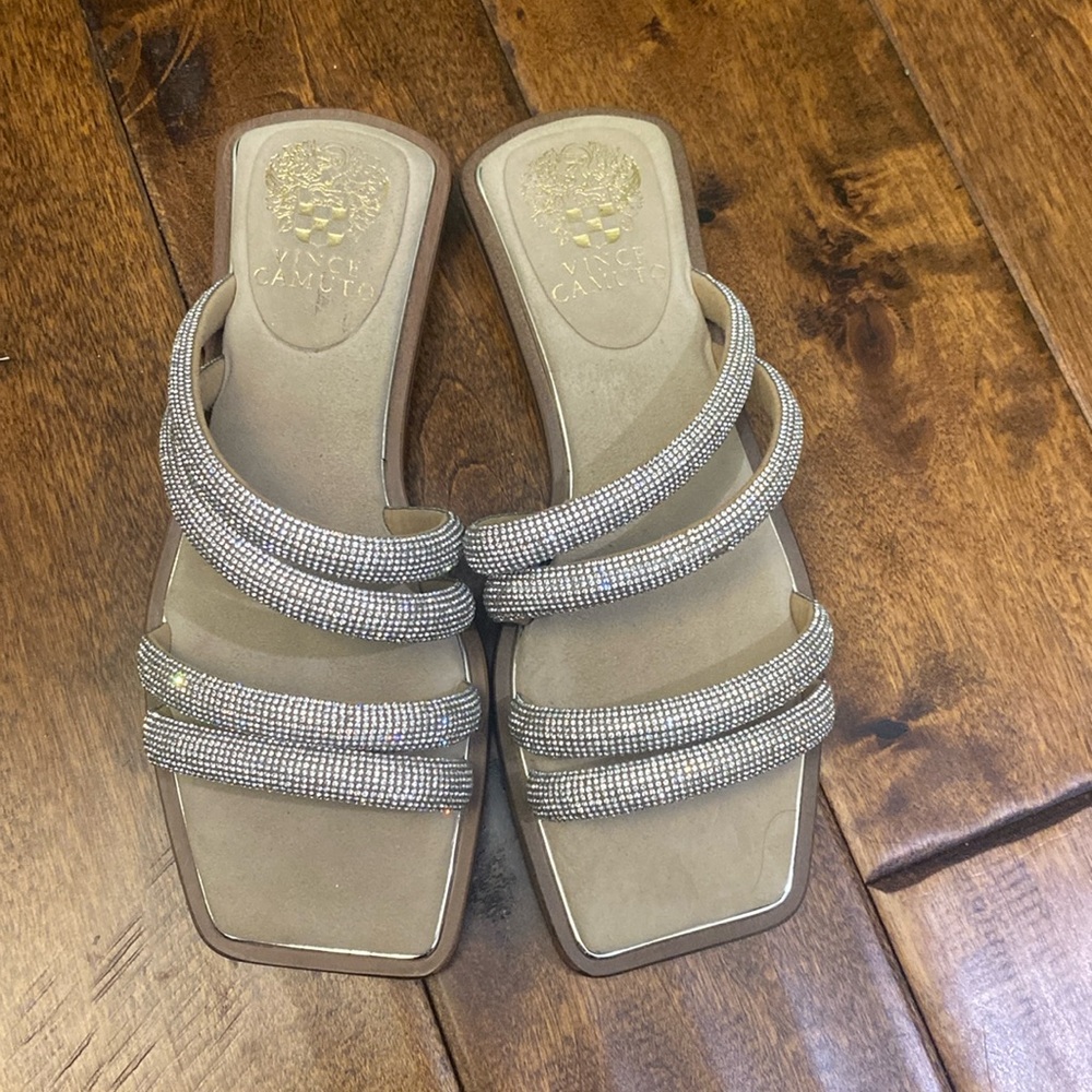 Vince Camuto Rhinestone Slide Sandals